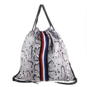 Pam & Gela GrayโSnakeskin red white blue Drawstring Bag